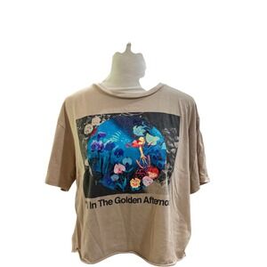 Disney Alice in‎ Wonderland Graphic Crop T-Shirt Tan Size XL